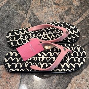 Kate Spade Pink and Black Sandals with Bow Accents